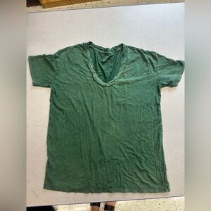 Aerie Green Women's Casual Top 100% cotton distressed short sleeve small